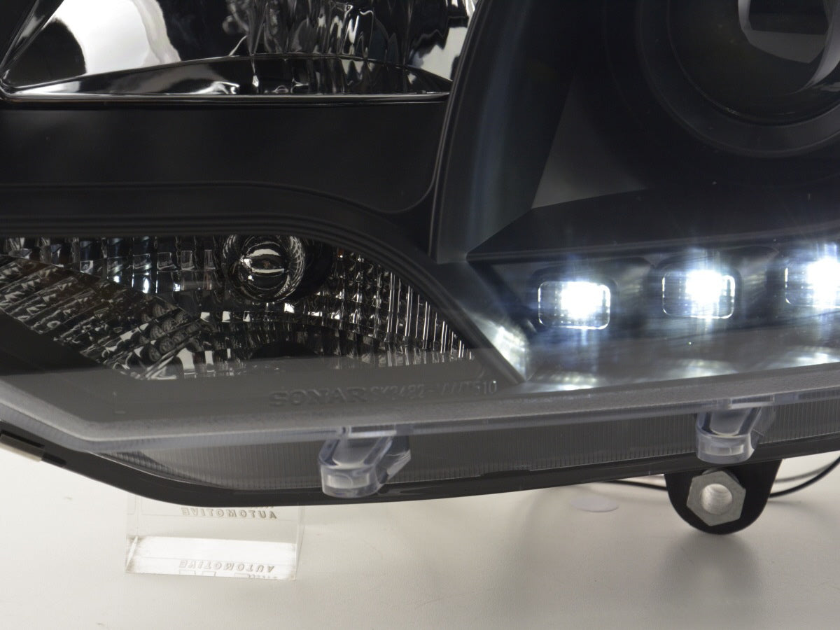 Scheinwerfer Set Daylight LED Tagfahrlicht VW Bus T5 ab 2009 schwarz Scheinwerfer Set Daylight LED Tagfahrlicht VW Bus T5 ab 2009 schwarz